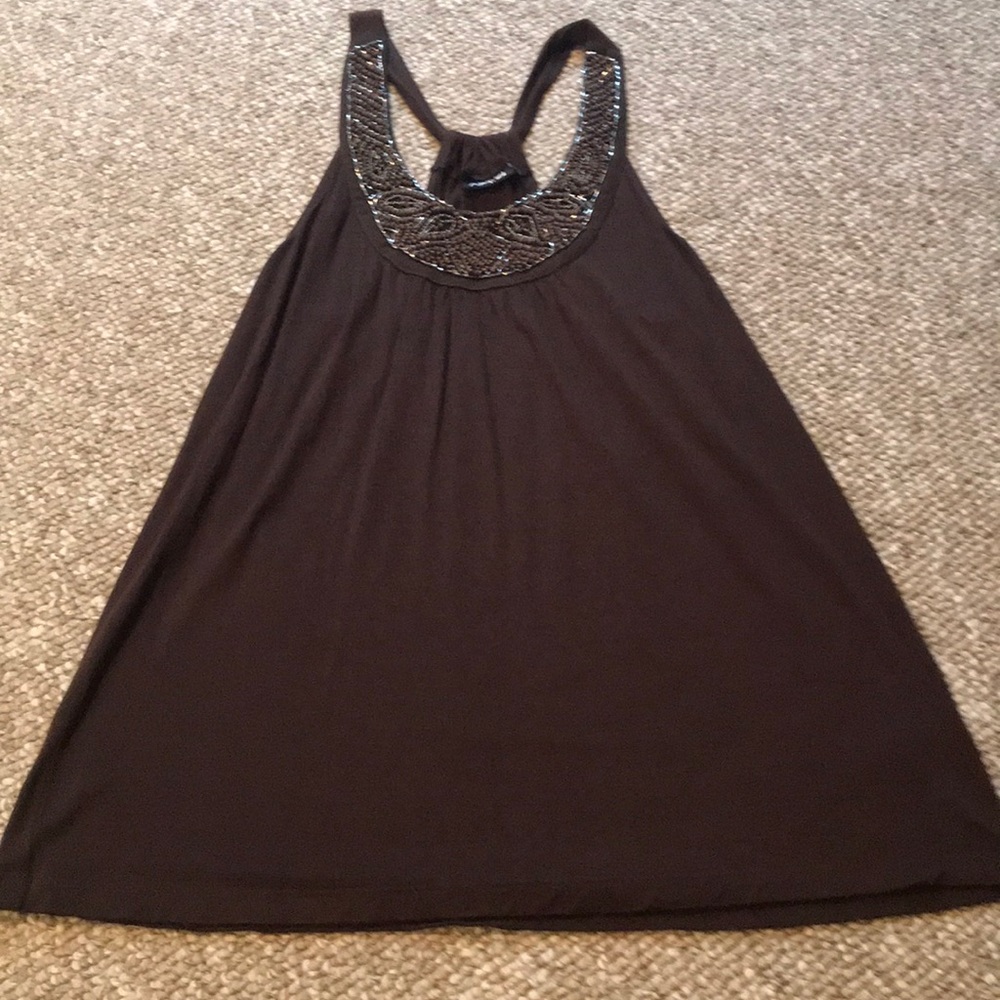Brown embellished tank